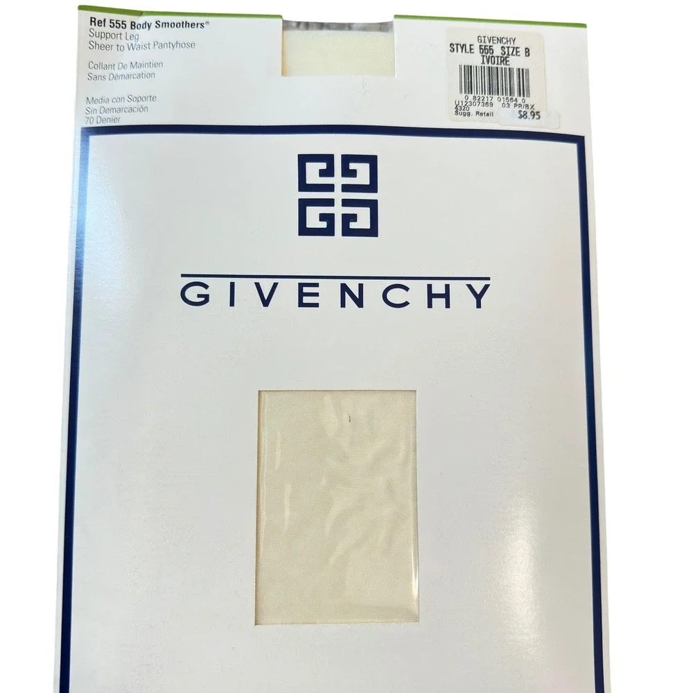 Givenchy Pantyhose Vintage 90s Ivoire Ivory Support Leg Sheer Size B 70 Denier